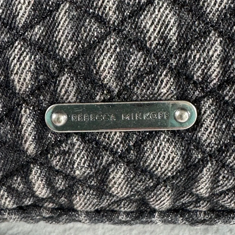 Rebecca Minkoff Black Quilted Denim Leather Satchel Handbag